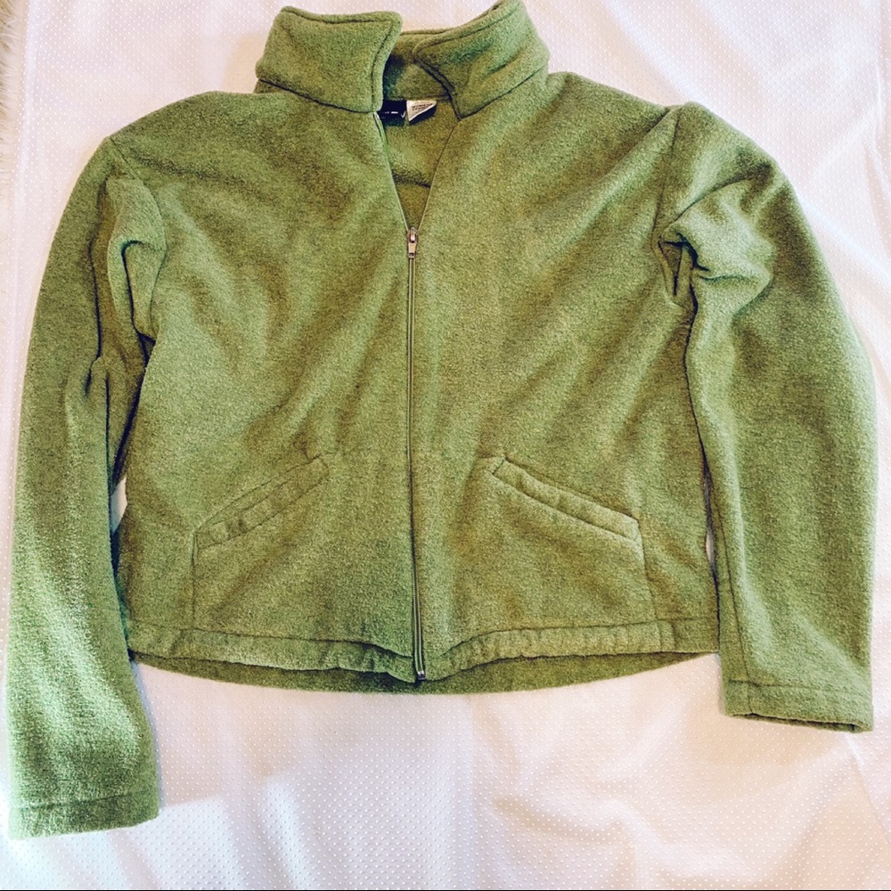 North Face Green Fleece Zip-Up Jacket